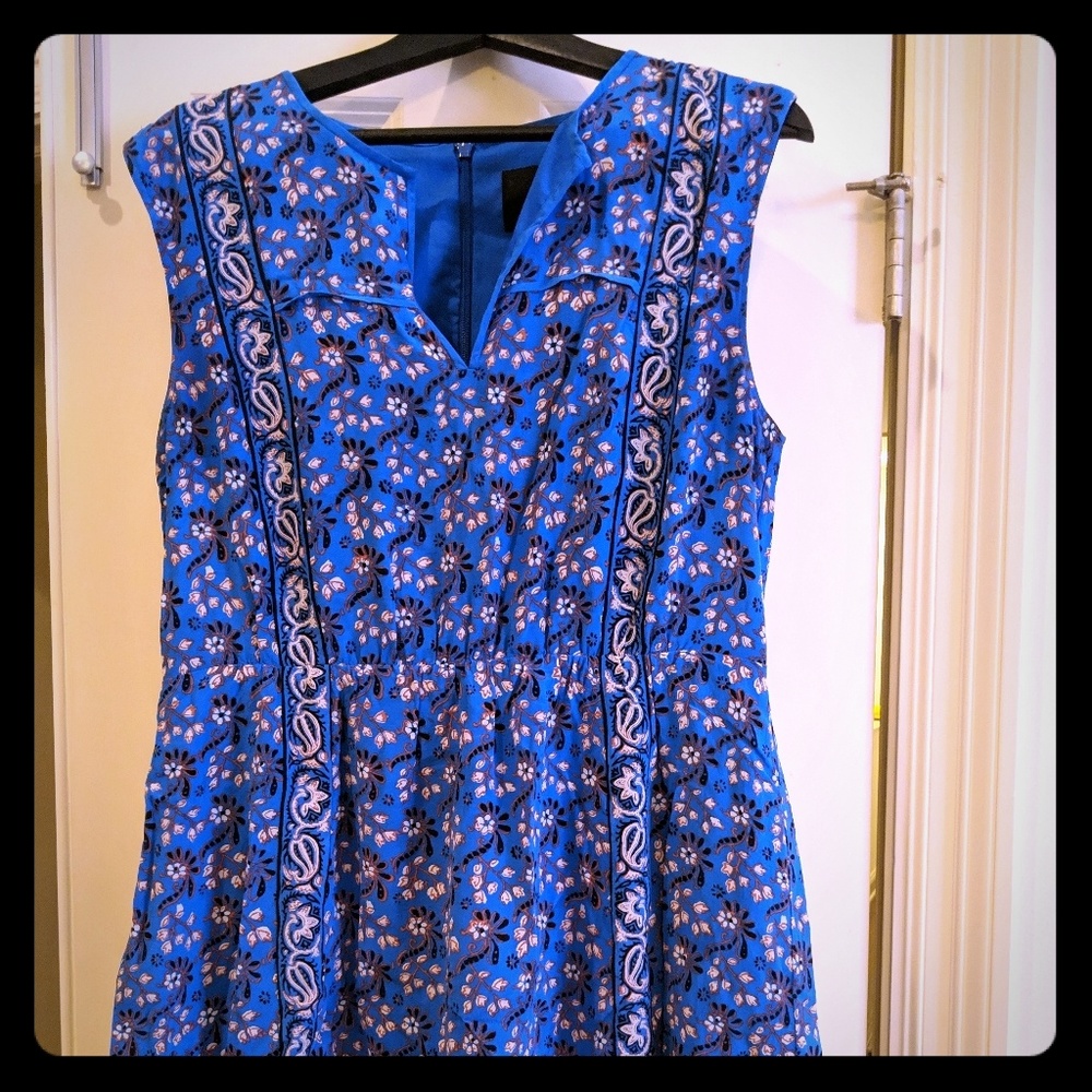 Blue Jcrew Silk patterned dress